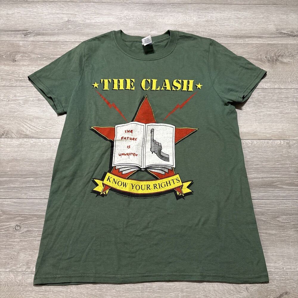 The Clash Know Your Rights North American Campaign 1982 Green SS T Shirt Men's S